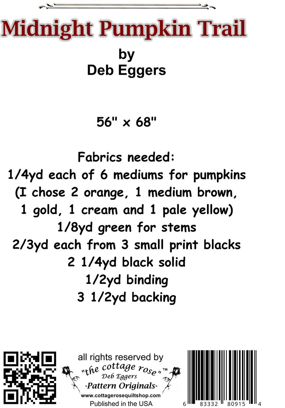 Back of the Midnight Pumpkin Trail Quilt Pattern by The Cottage Rose