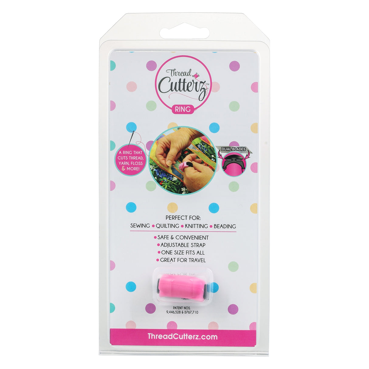 Back of the Thread Cutterz Ring Thread Cutter Pink Ceramic by Thread Cutterz