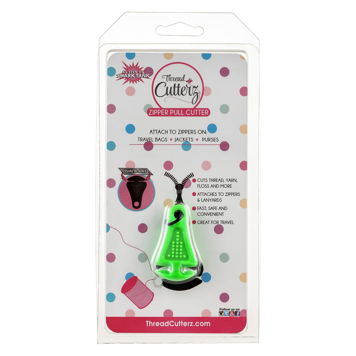 Back of the Thread Cutterz Zipper Pull Green Thread Cutter by Thread Cutterz