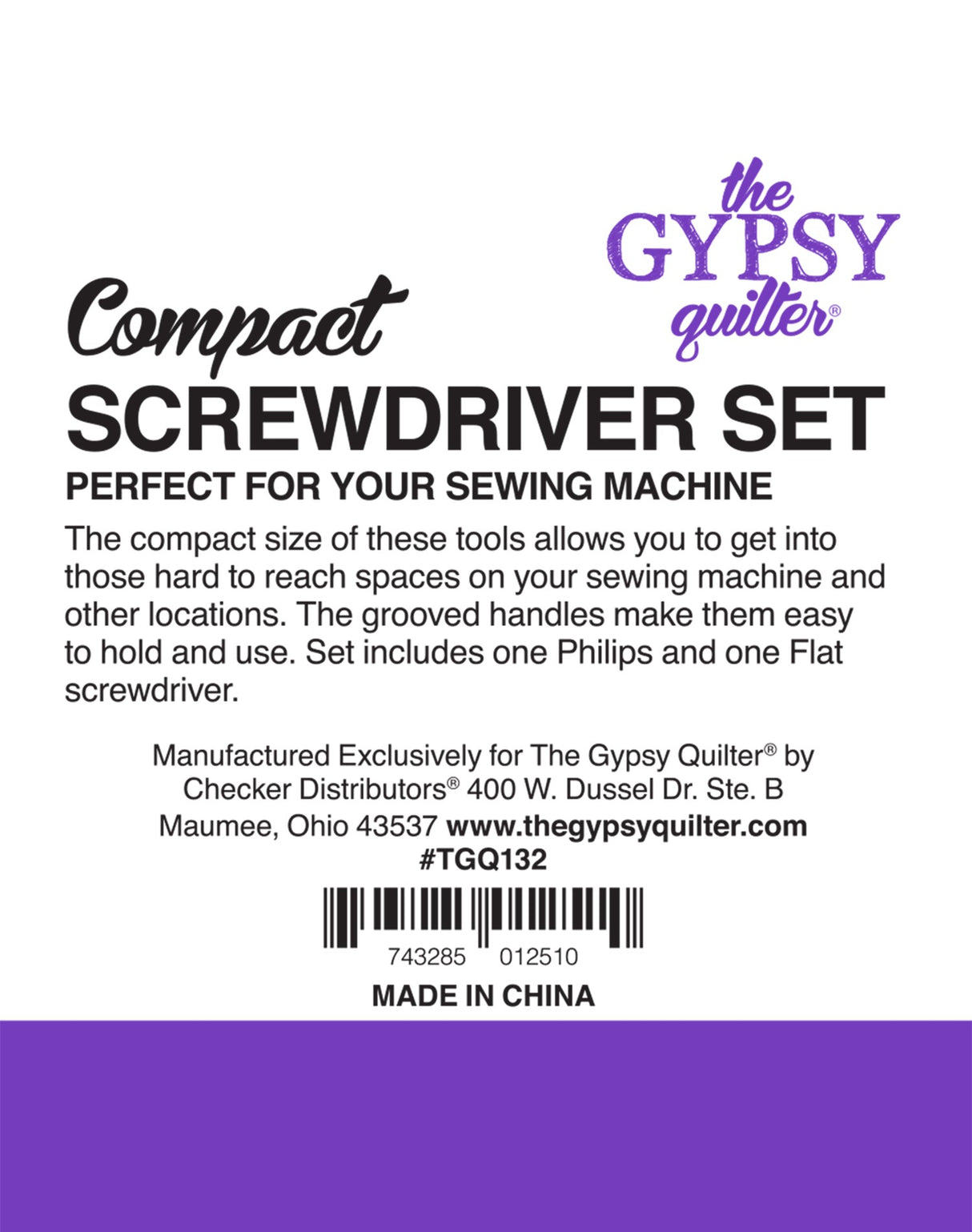 The Gypsy Quilter Sewing Machine Screwdriver Set