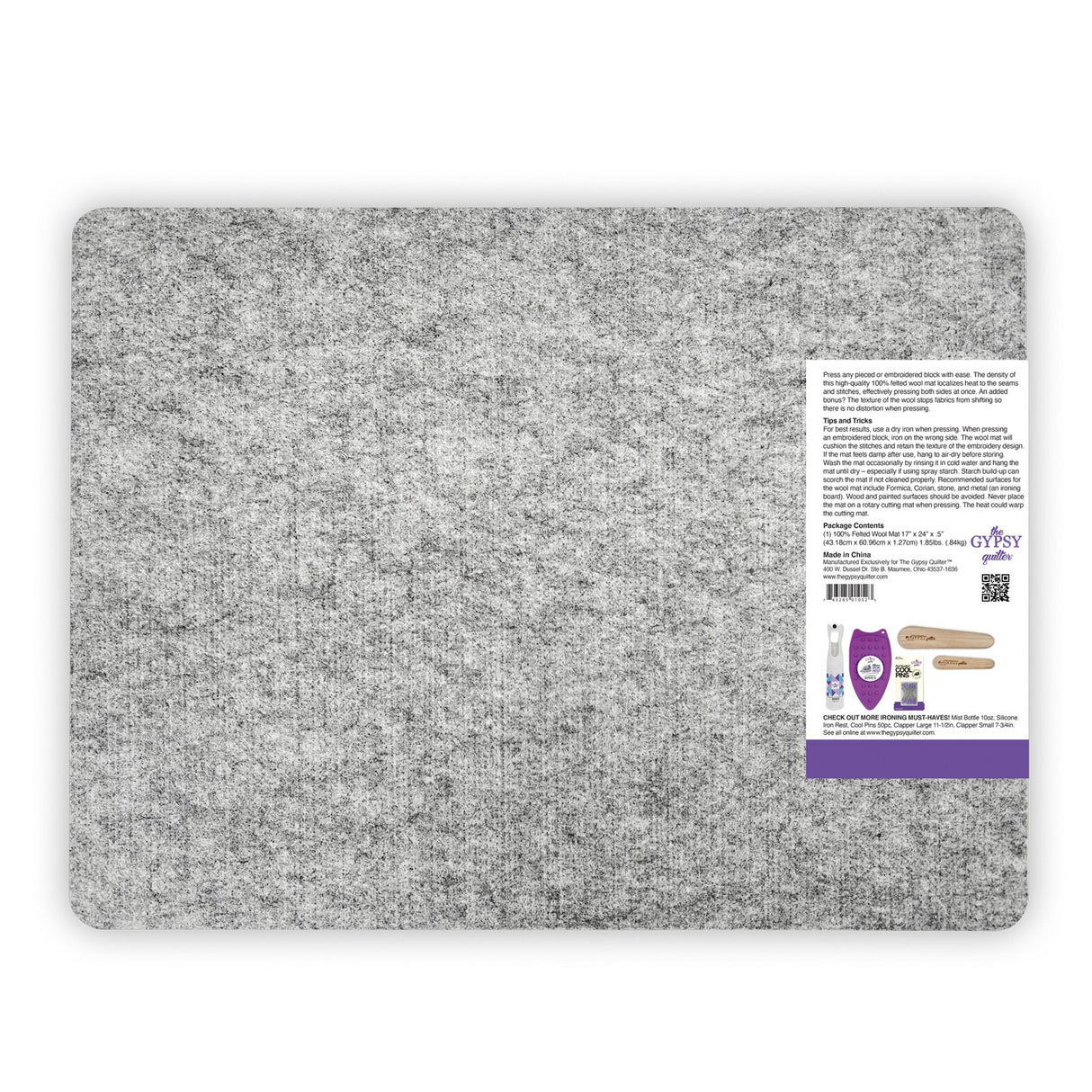 Wool Pressing Mat 17in x 24in x 1/2in Thick by The Gypsy Quilter