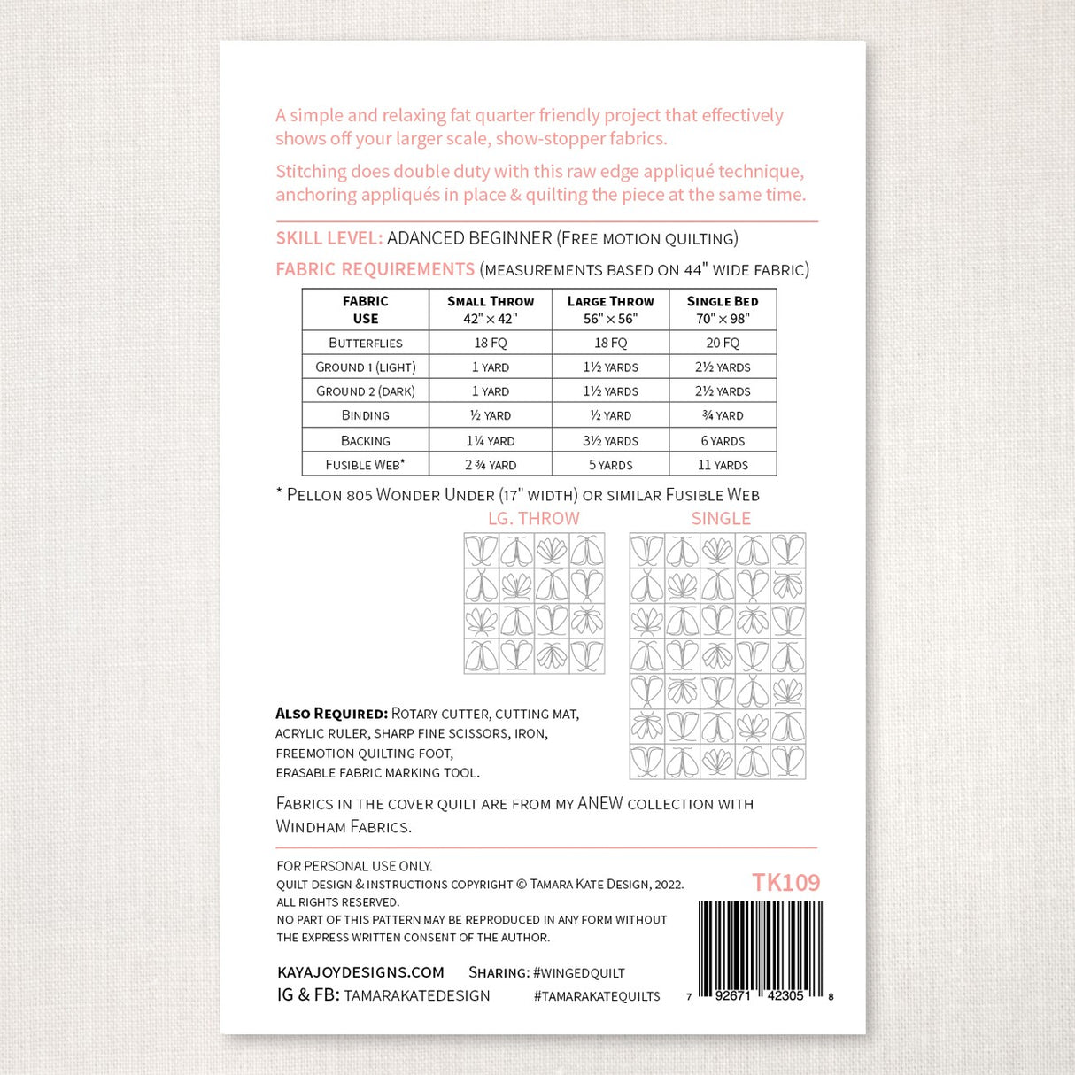 Winged Quilt Pattern