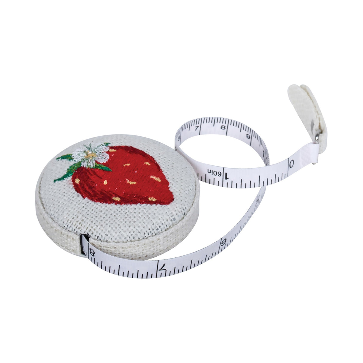 Back of the Retractable 60in Tape Measure Sweet Strawberries by Hobby Gift USA