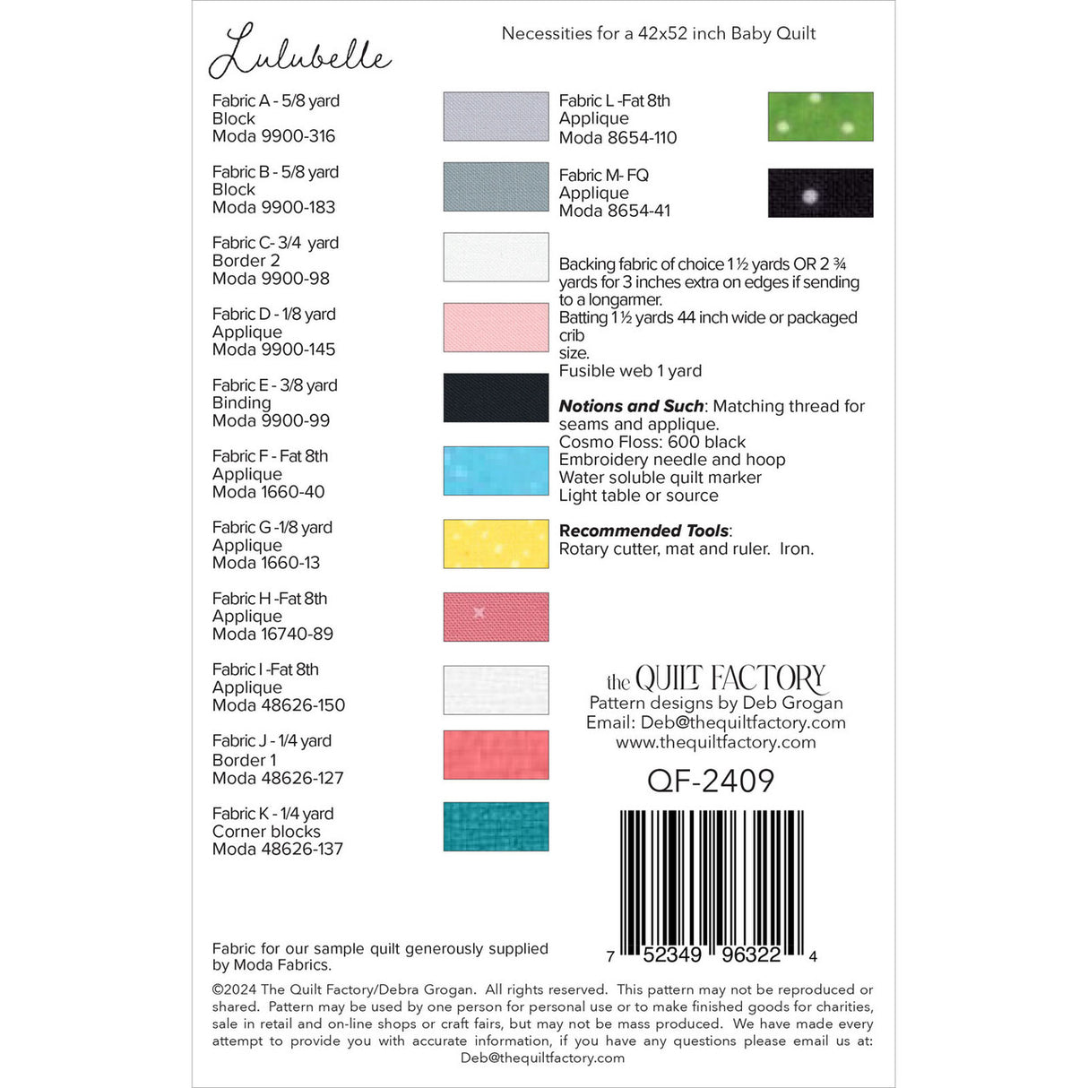 Back of the Lulubelle Quilt Pattern by The Quilt Factory