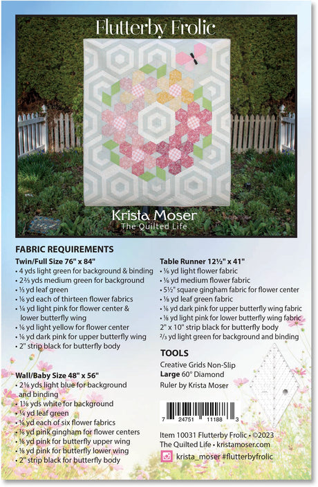 Back of the Flutterby Frolic Quilt Pattern by The Quilted Life