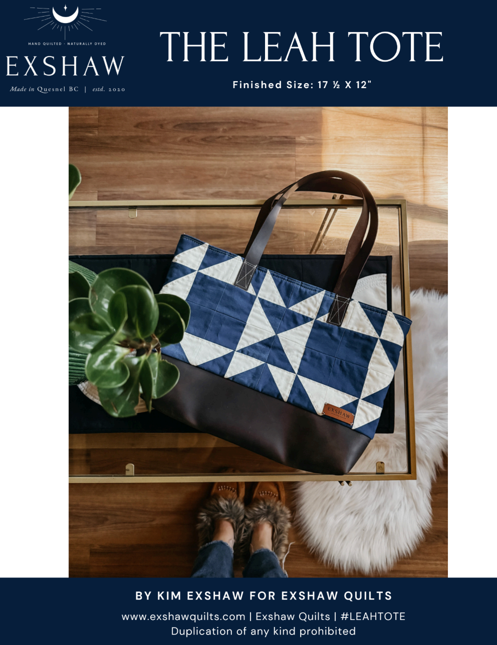 The Leah Tote Downloadable Pattern by Exshaw Quilts