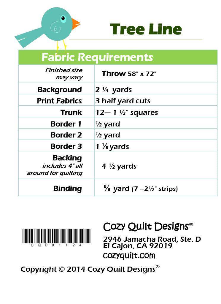 Back of the Tree Line Downloadable Pattern by Cozy Quilt Designs