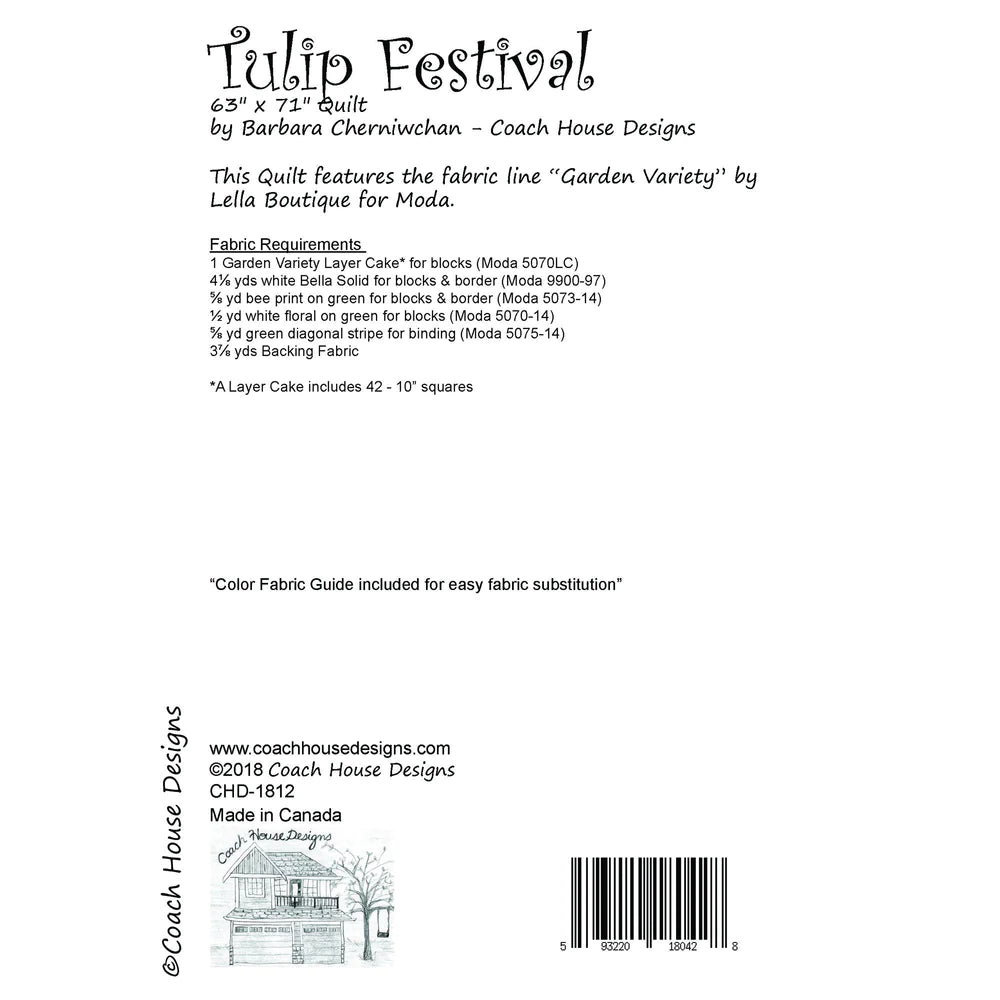 Back of the Tulip Festival Quilt Pattern by Coach House Designs