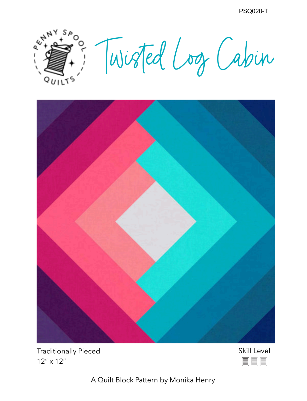 Twisted Log Cabin Quilt Block Downloadable Pattern (traditional) by Penny Spool Quilts Pattern