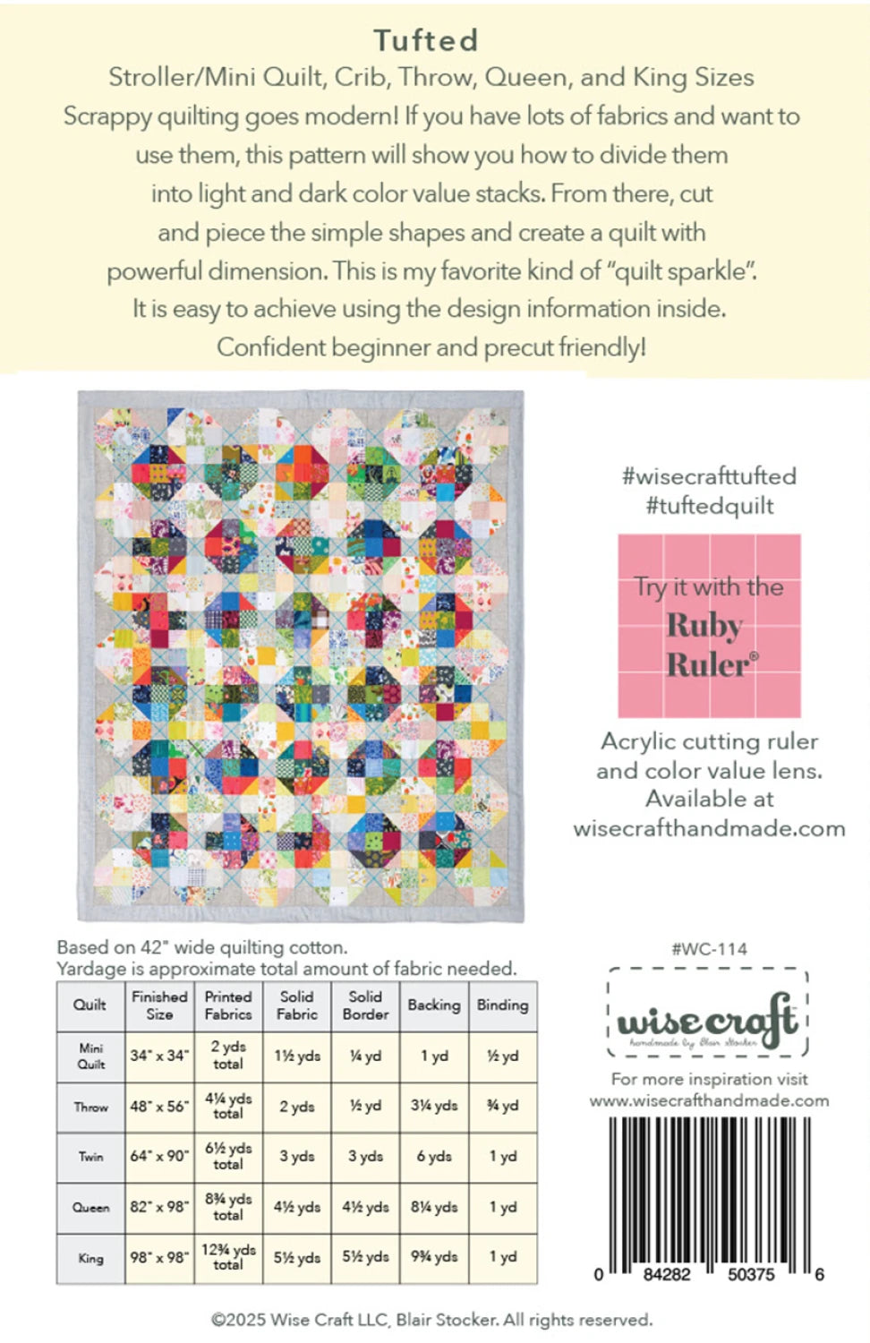 Back fo the Tufted Quilt Pattern by Wise Craft LLC