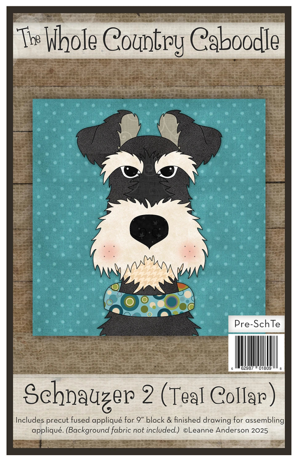 Schnauzer 2 Teal Collar Precut Fused Applique Pack by Whole Country Caboodle