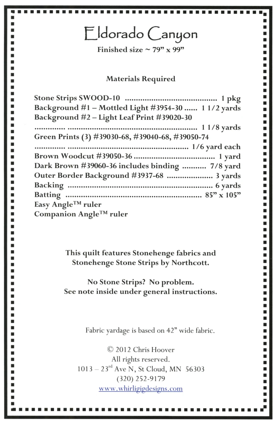Eldorado Canyon Downloadable Pattern
