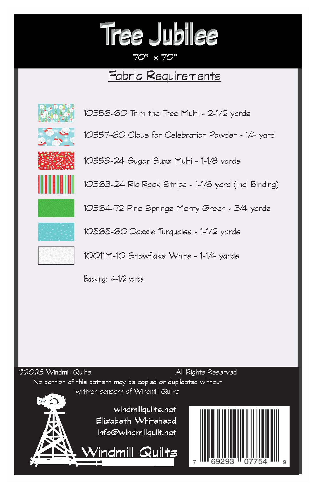 Back of the Tree Jubilee Downloadable Pattern by Windmill Quilts