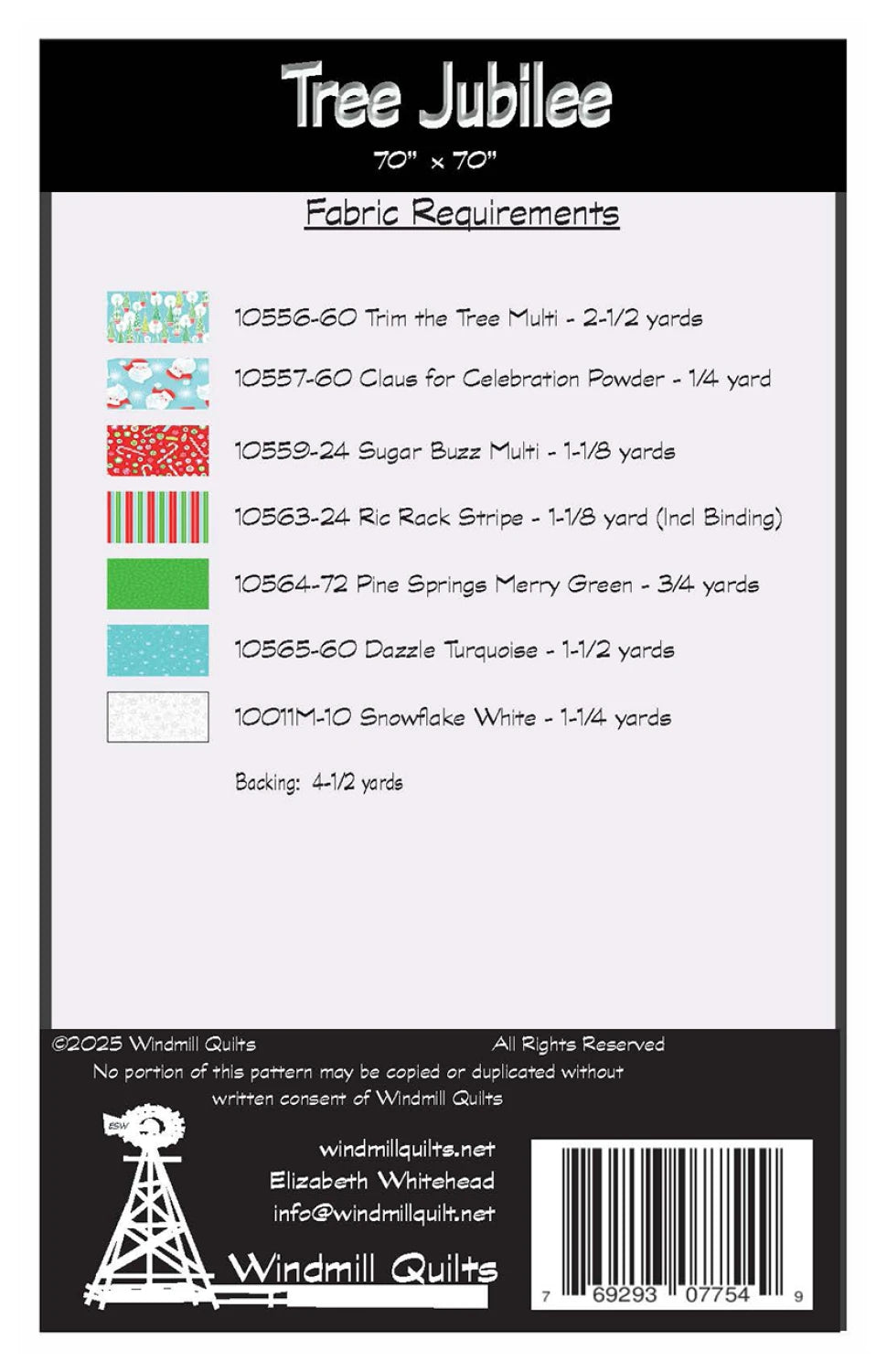 Back of the Jubilee Quilt Pattern by Windmill Quilts