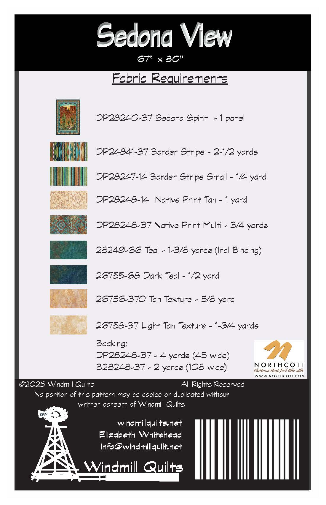 Back of the Sedona View Downloadable Pattern by Windmill Quilts