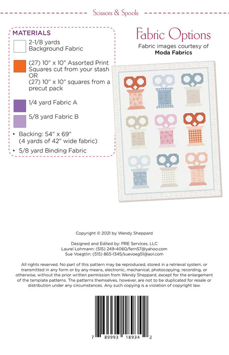Back of the Scissors & Spools Quilt Pattern by Wendy Sheppard