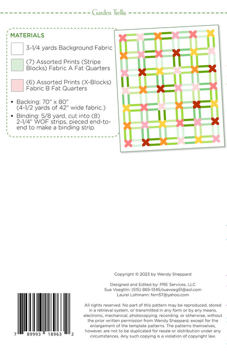 Back of the Garden Trellis Quilt Pattern by Wendy Sheppard
