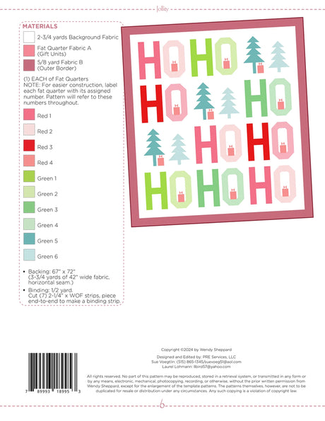 Back of the Jollity Quilt Pattern by Wendy Sheppard