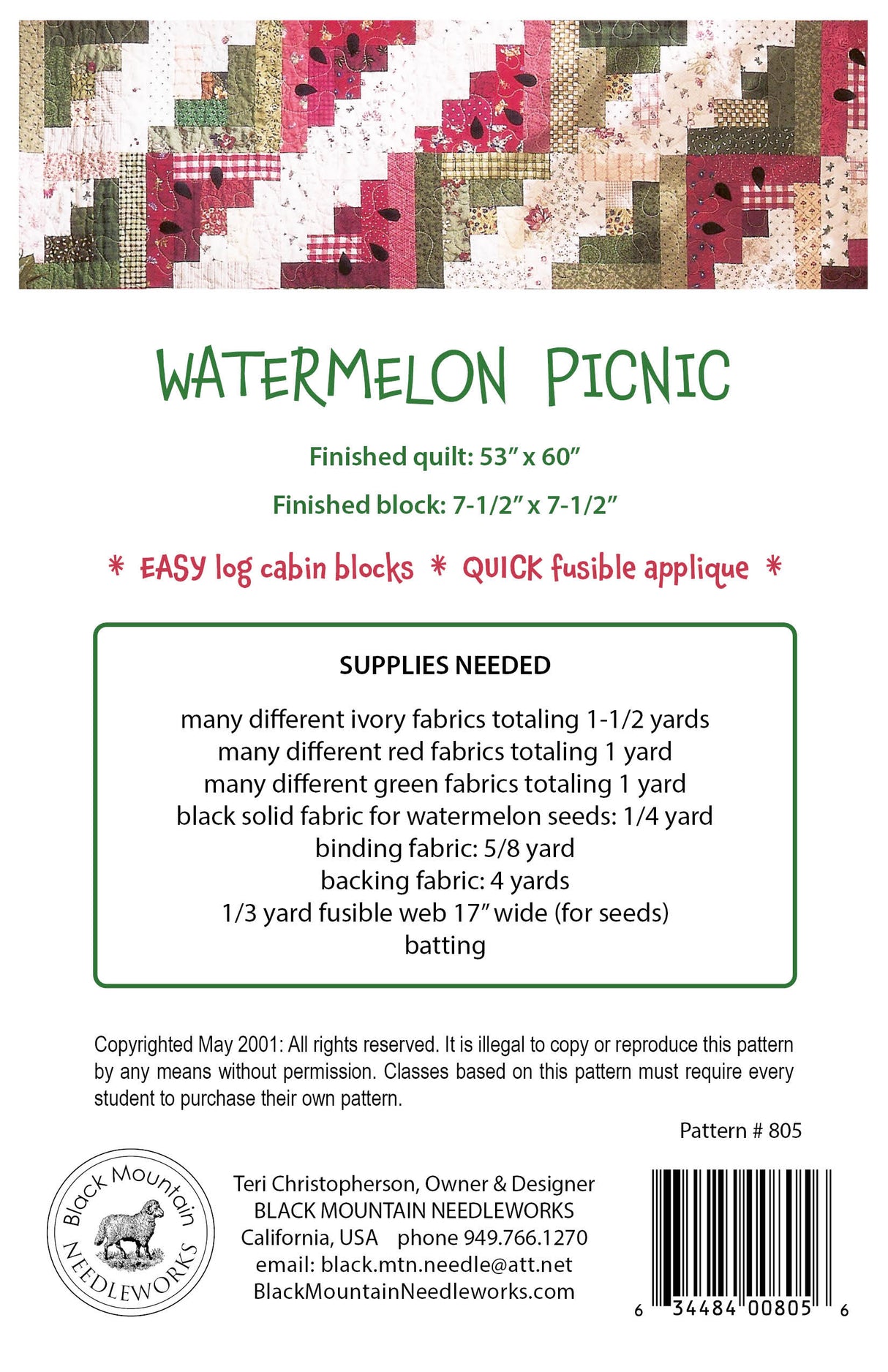 Watermelon Picnic Quilt Pattern