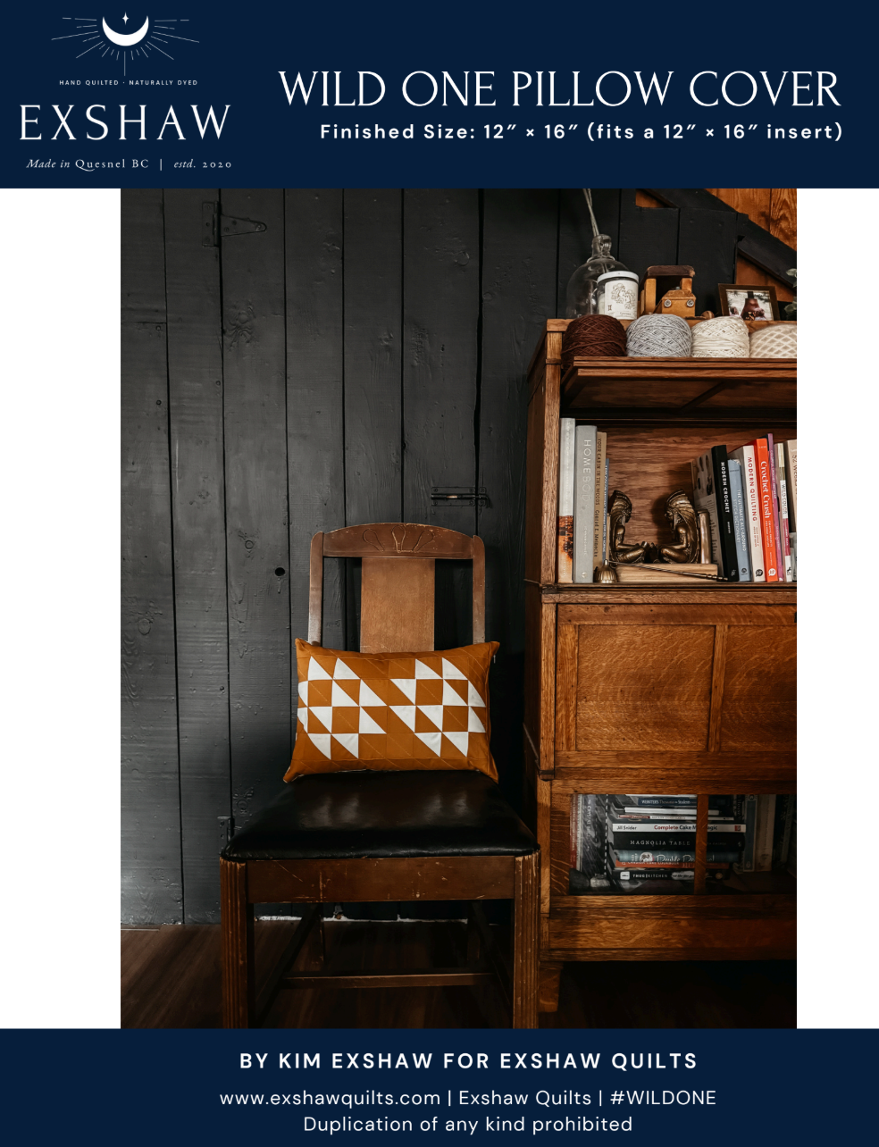 Wild One Pillow Cover Downloadable Pattern by Exshaw Quilts