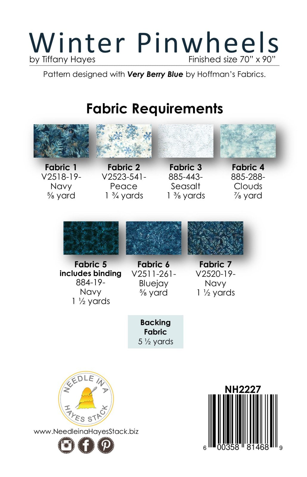 Back of the Winter Pinwheels Downloadable Pattern by Needle In A Hayes Stack