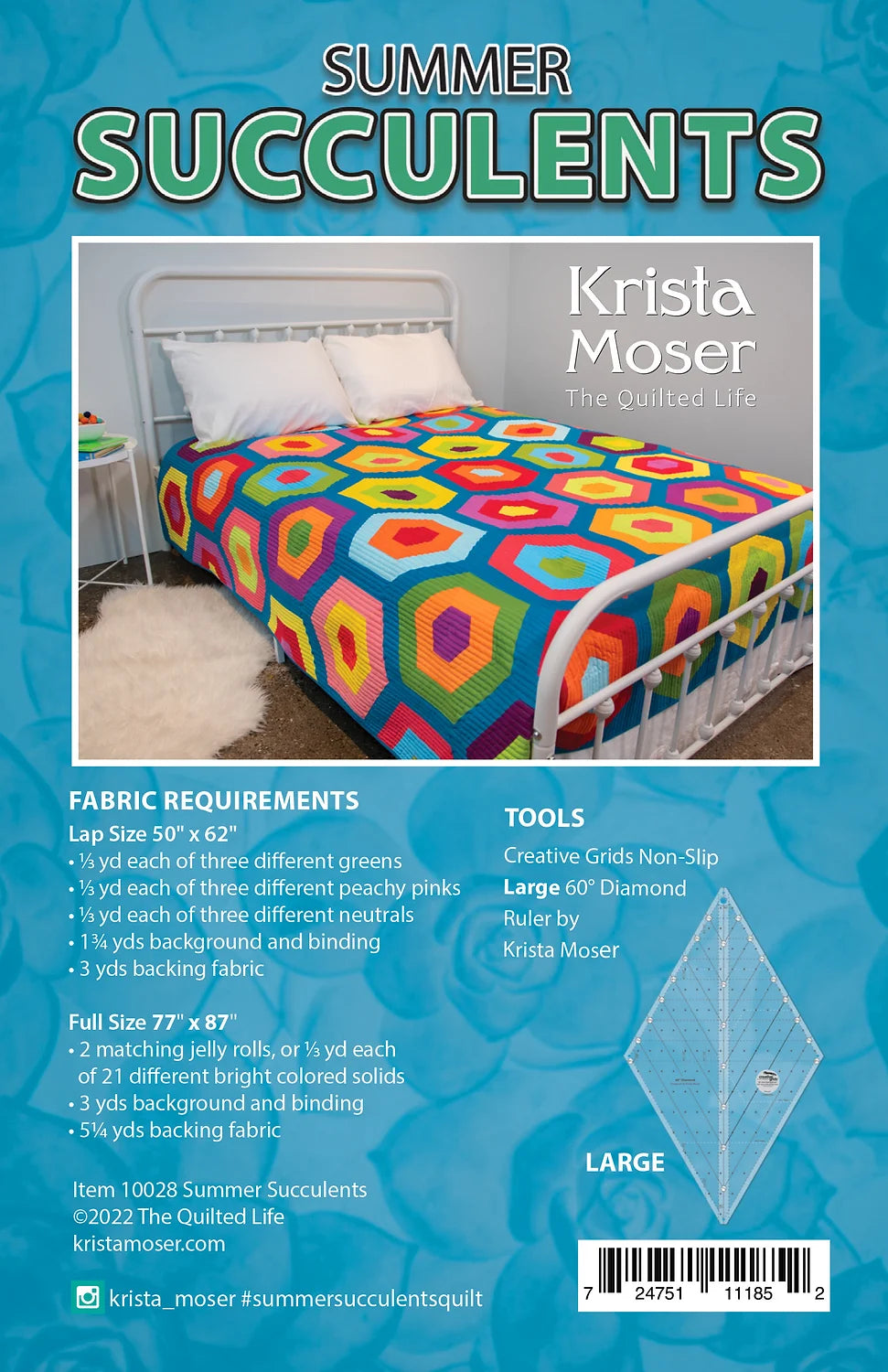 Back of the Summer Succulents Quilt Pattern by The Quilted Life