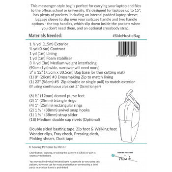 The Side Hustle Bag Sewing Pattern by Sewing Patterns by Mrs H