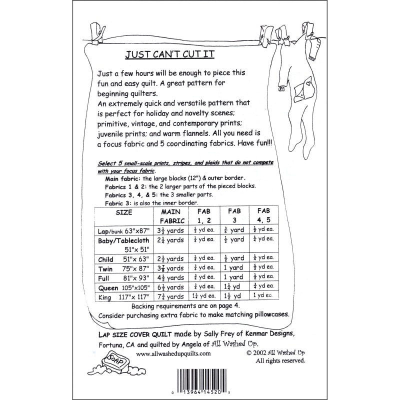 Just Can't Cut It Quilt Pattern