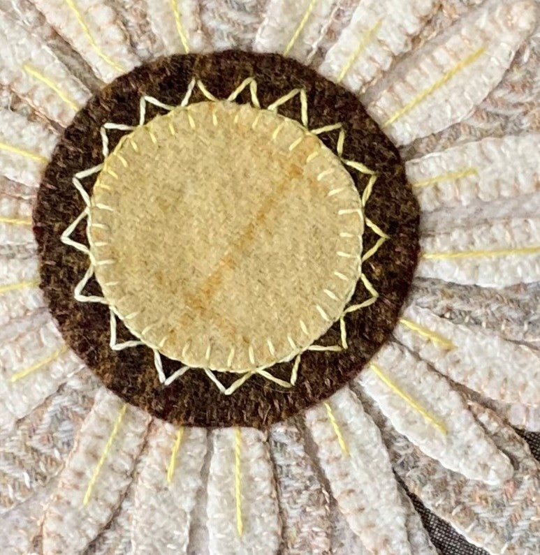 Daisy Glow Candle Mat Wool Applique Pattern by Traditional Primitives
