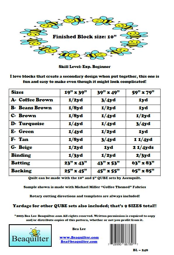 Back of the Coffee Break Downloadable Pattern by Beaquilter