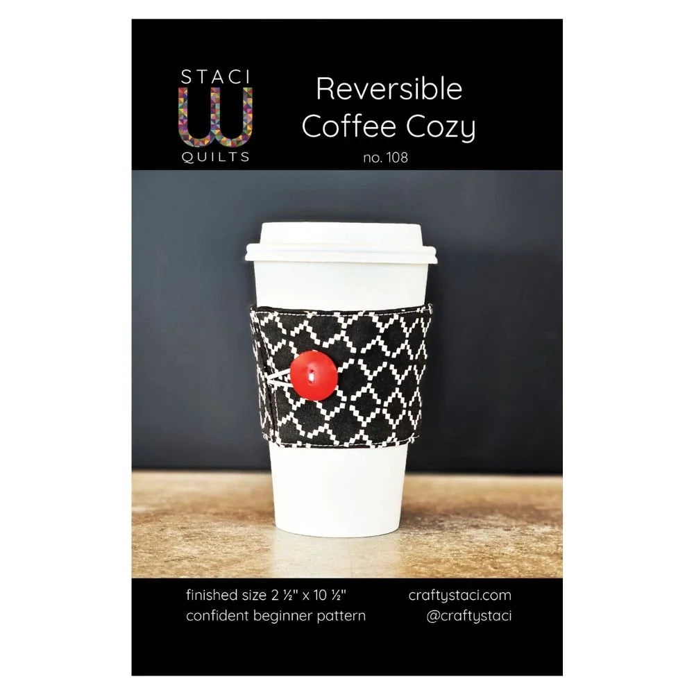 Reversible Coffee Cozy Downloadable Pattern by Staci W Quilts