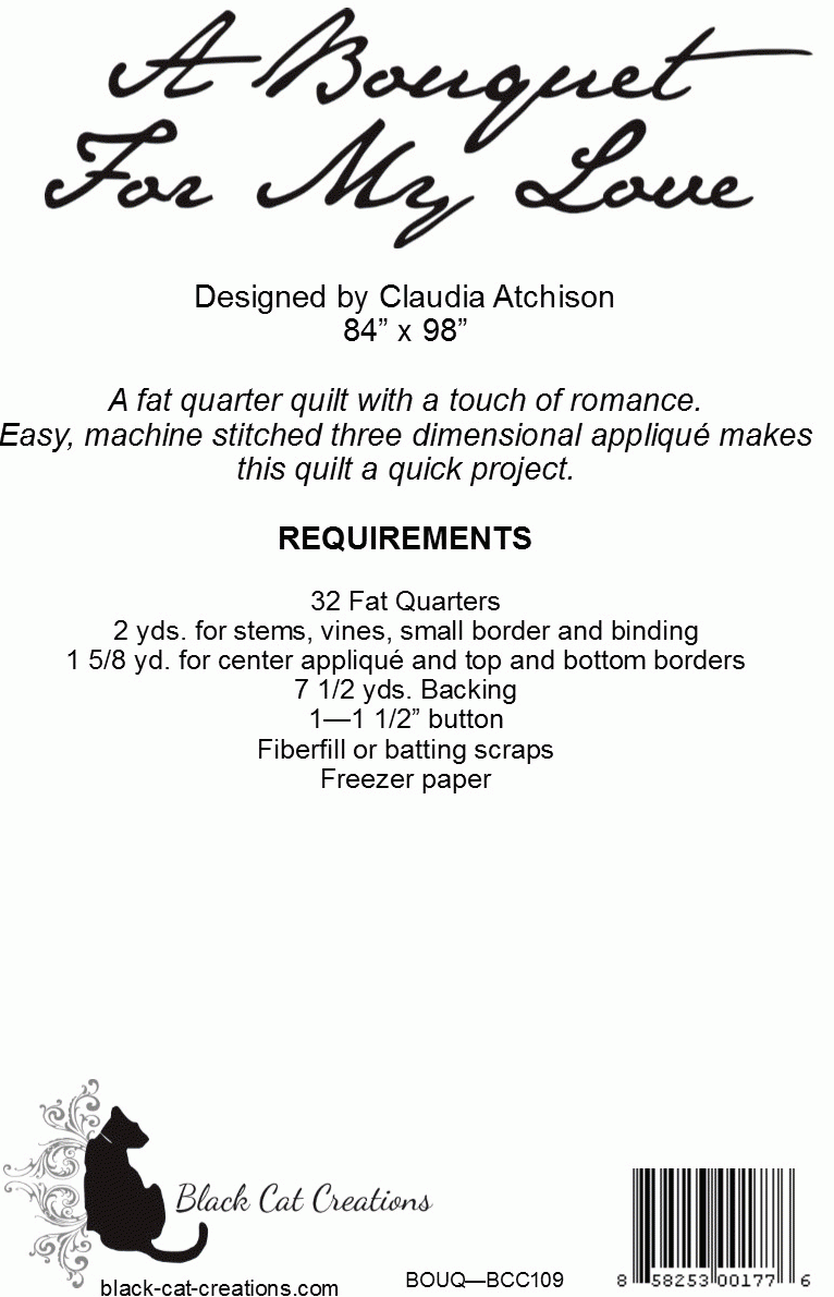 Back of A Bouquet For My Love Downloadable Pattern by Black Cat Creations