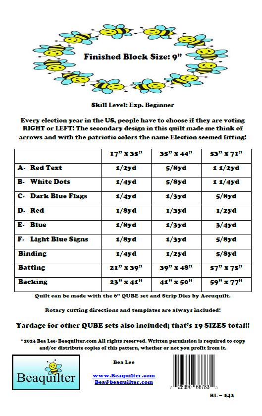 Back of the Election Downloadable Pattern by Beaquilter