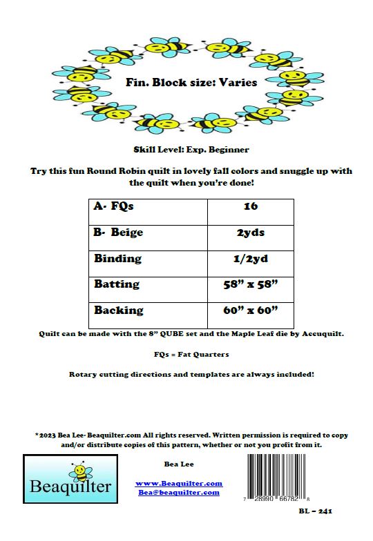 Back of the Falling Leaves Downloadable Pattern by Beaquilter