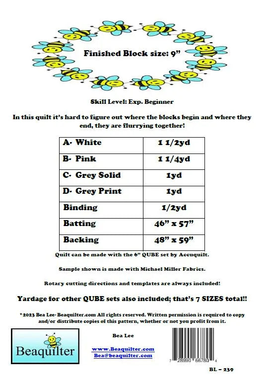 Back of the Flurries Downloadable Pattern by Beaquilter