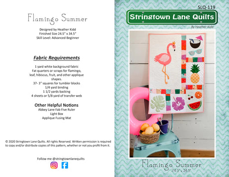 Flamingo Summer Quilt Pattern by Stringtown Lane Quilts