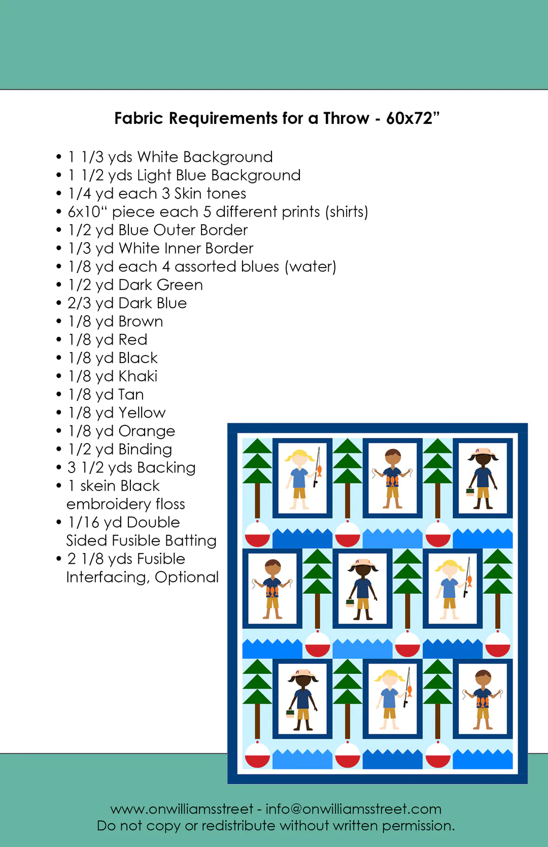 Back of the Gone Fishin' Modern Quilt Pattern by On Williams Street