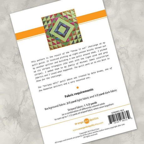 Back of the Stripey HSTs Quilt Pattern by Orange Dot Quilts