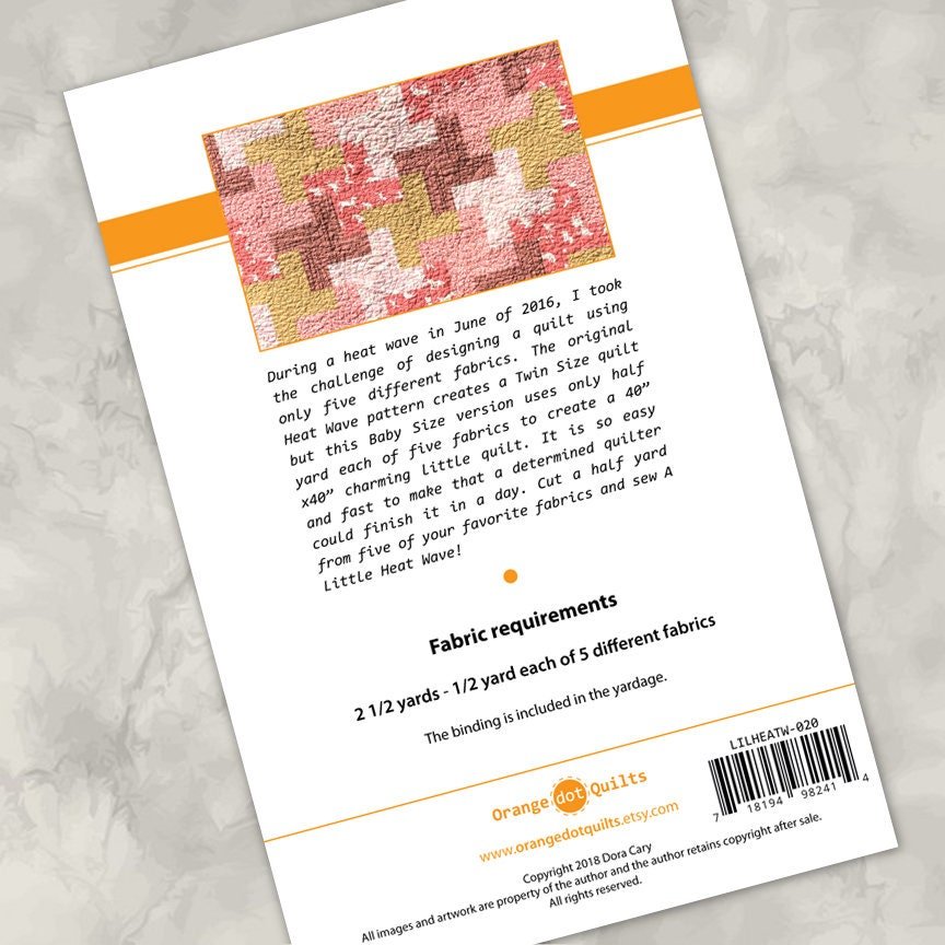 Back of the A Little Heat Wave Quilt Pattern by Orange Dot Quilts