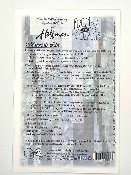 Back of the From the Depths Quilt Pattern by Wildfire Designs Alaska