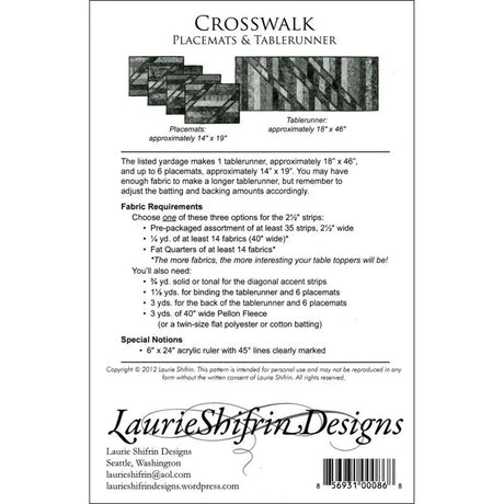 Back of the Crosswalk Placemats & Tablerunner