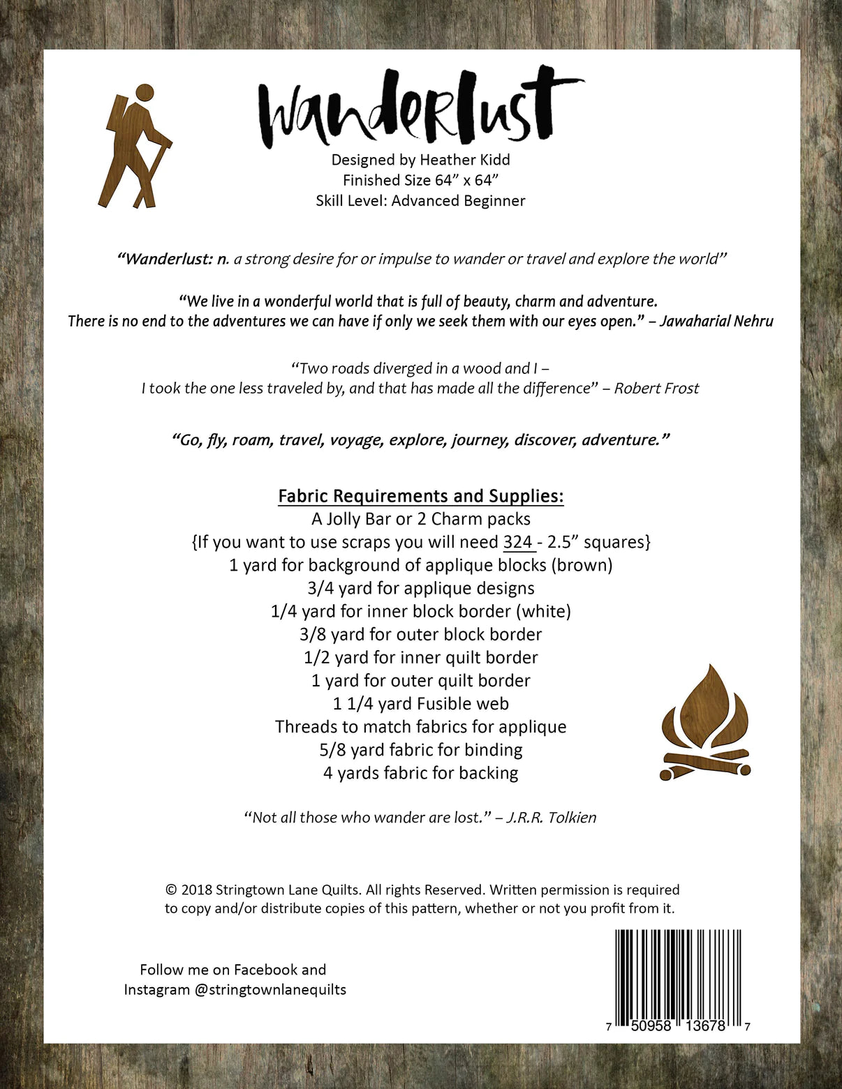 Back of the Wanderlust Quilt Pattern by Stringtown Lane Quilts