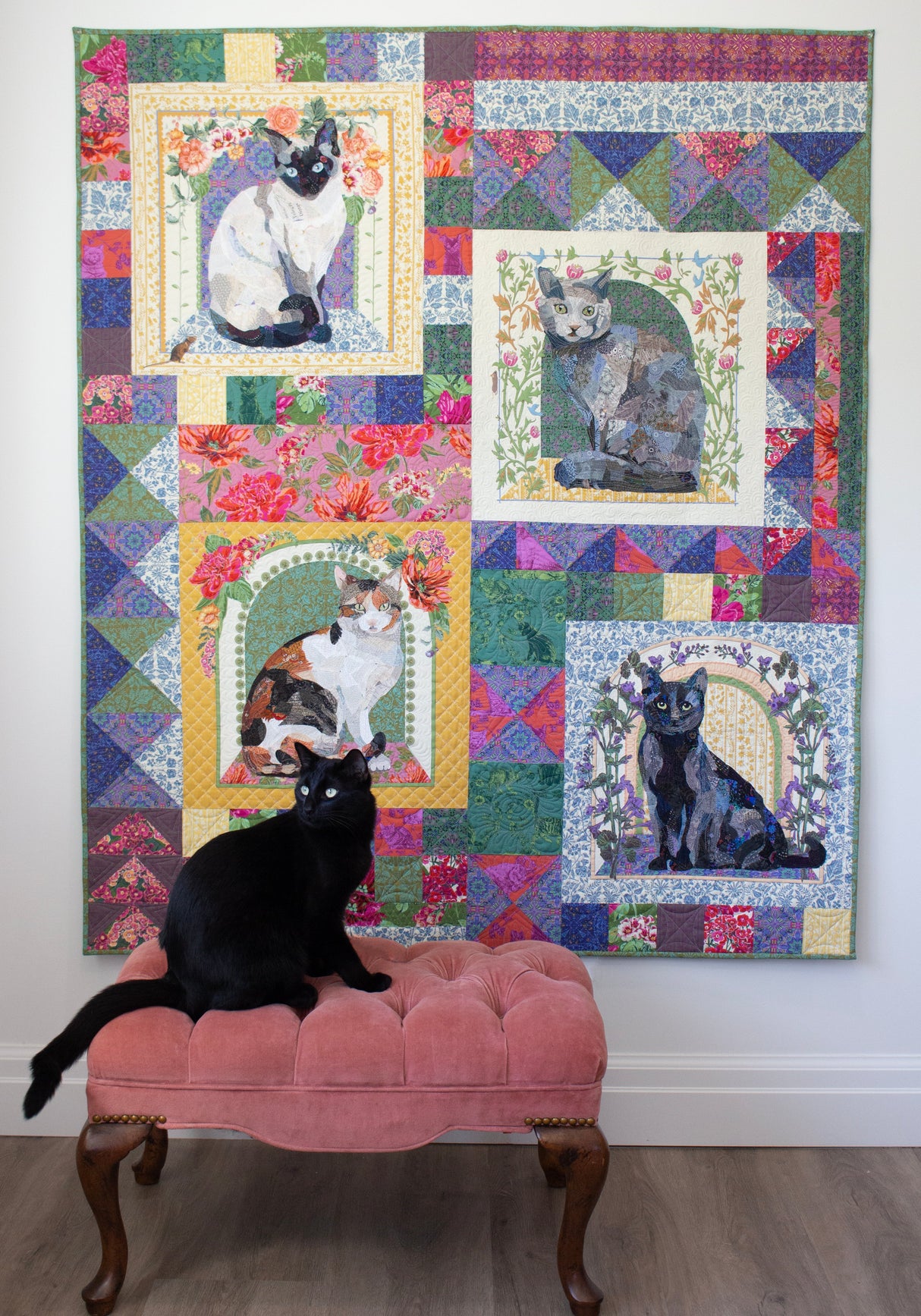 Flora & Felines Quilt Pattern by Collage Quilter