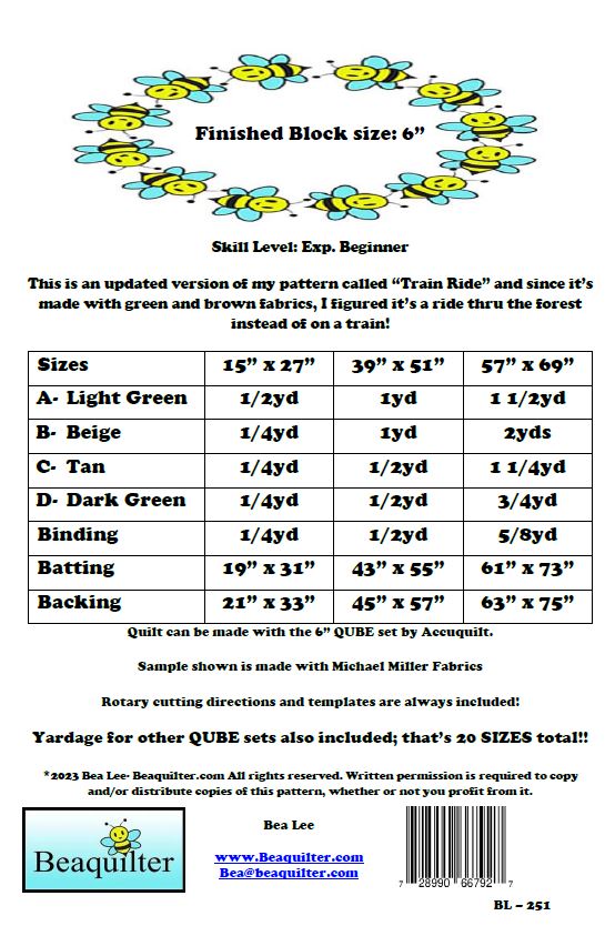 Back of the Riding Thru the Forest Downloadable Pattern by Beaquilter