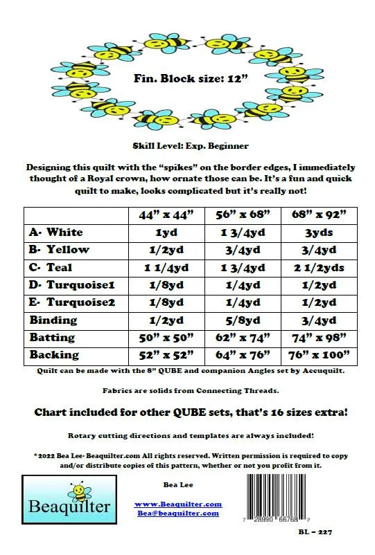 Back of the Royalty Pattern by Beaquilter