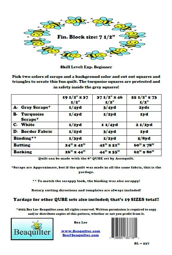 Back of the Safety Quilt Pattern by Beaquilter