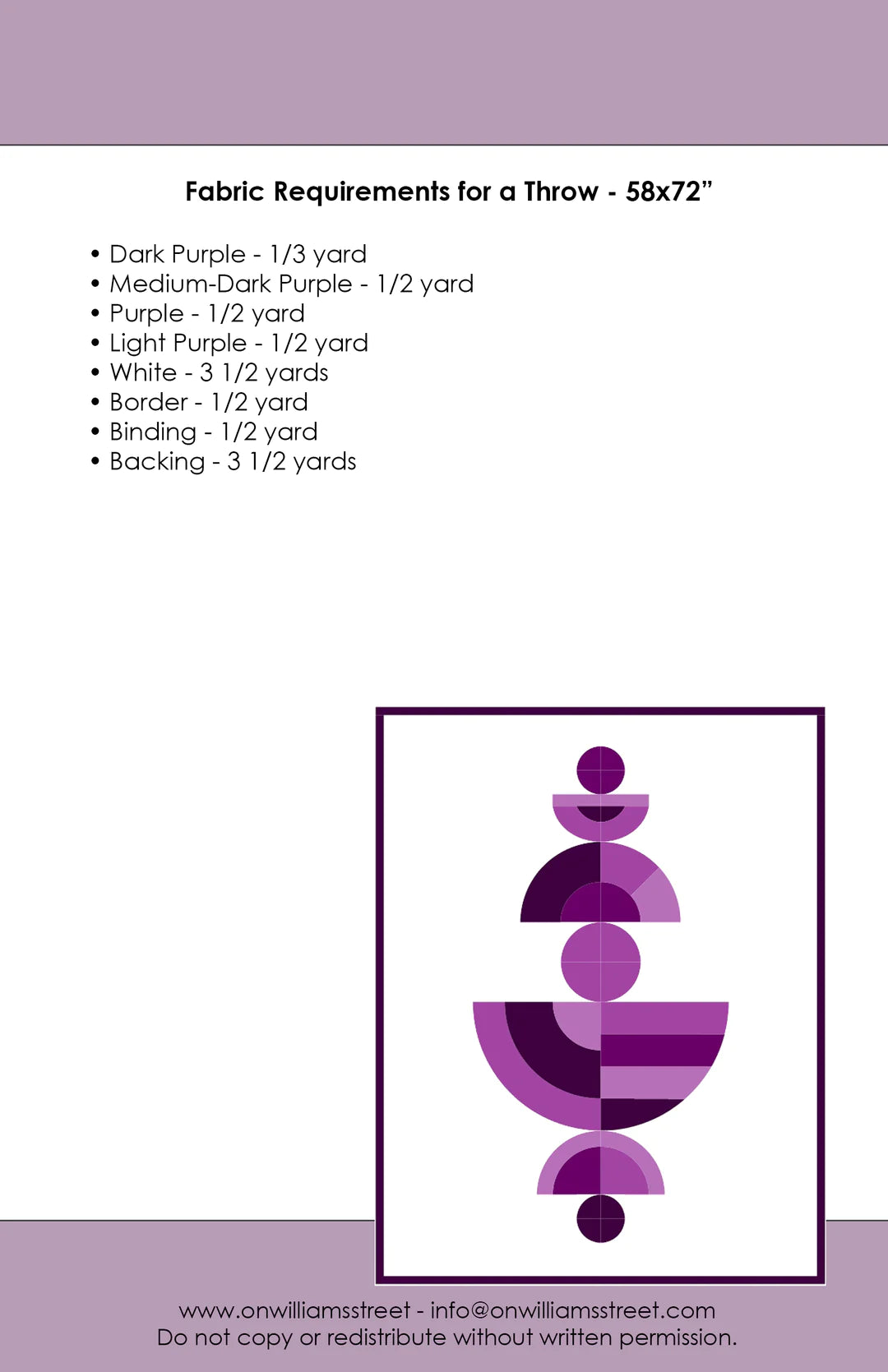 Back of the Stacked - Modern Curved Pieced Quilt Pattern by On Williams Street