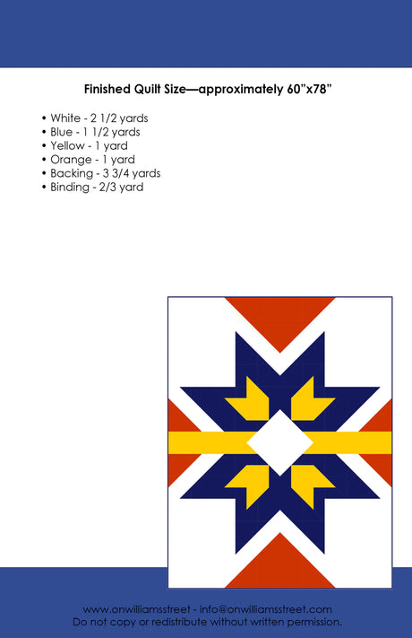 Back of the Starlight Modern Quilt Pattern by On Williams Street