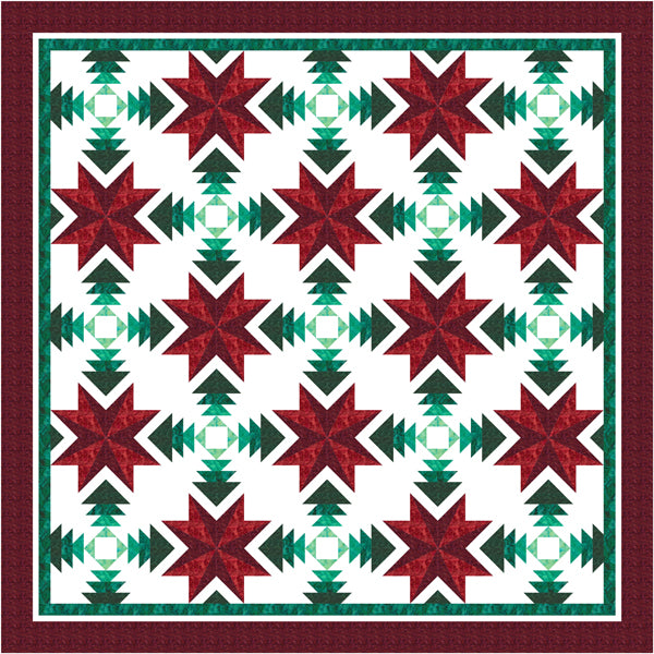 Poinsettia & Pine Quilt Pattern by Tourmaline & Thyme Quilts