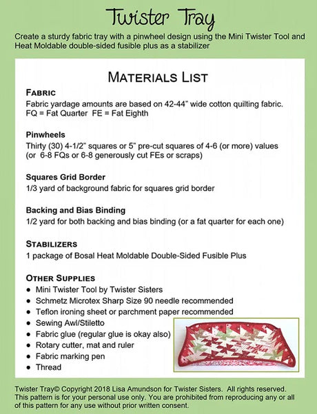 Twister Tray Quilt Pattern